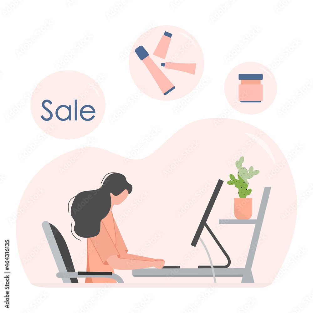 Fototapeta premium Order Beauty Online Store Cosmetics Care Shop