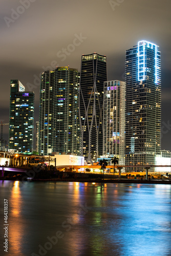 Miami. Skyline of miami biscayne bay reflections, high resolution.