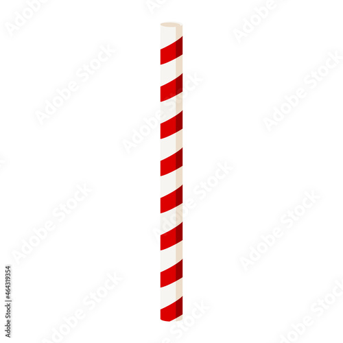 Drinking Straw. Flat Style. Paper tube for drinks and cocktails as alternative for plastic ones. Striped drinking pipe for logo, sticker, print, recipe, menu, package design and decoration