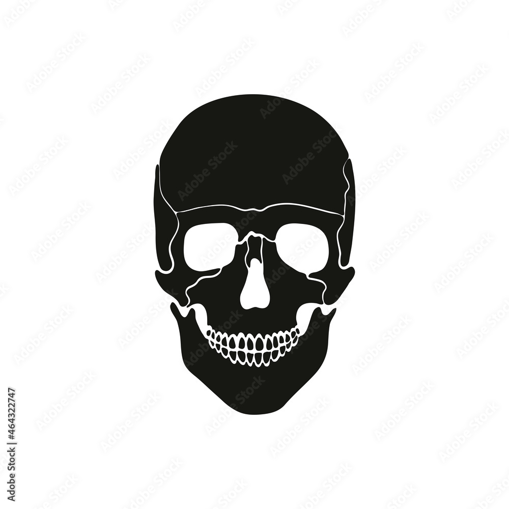 Skull hipster style, creative fashion design. Hand drawn vector illustration
