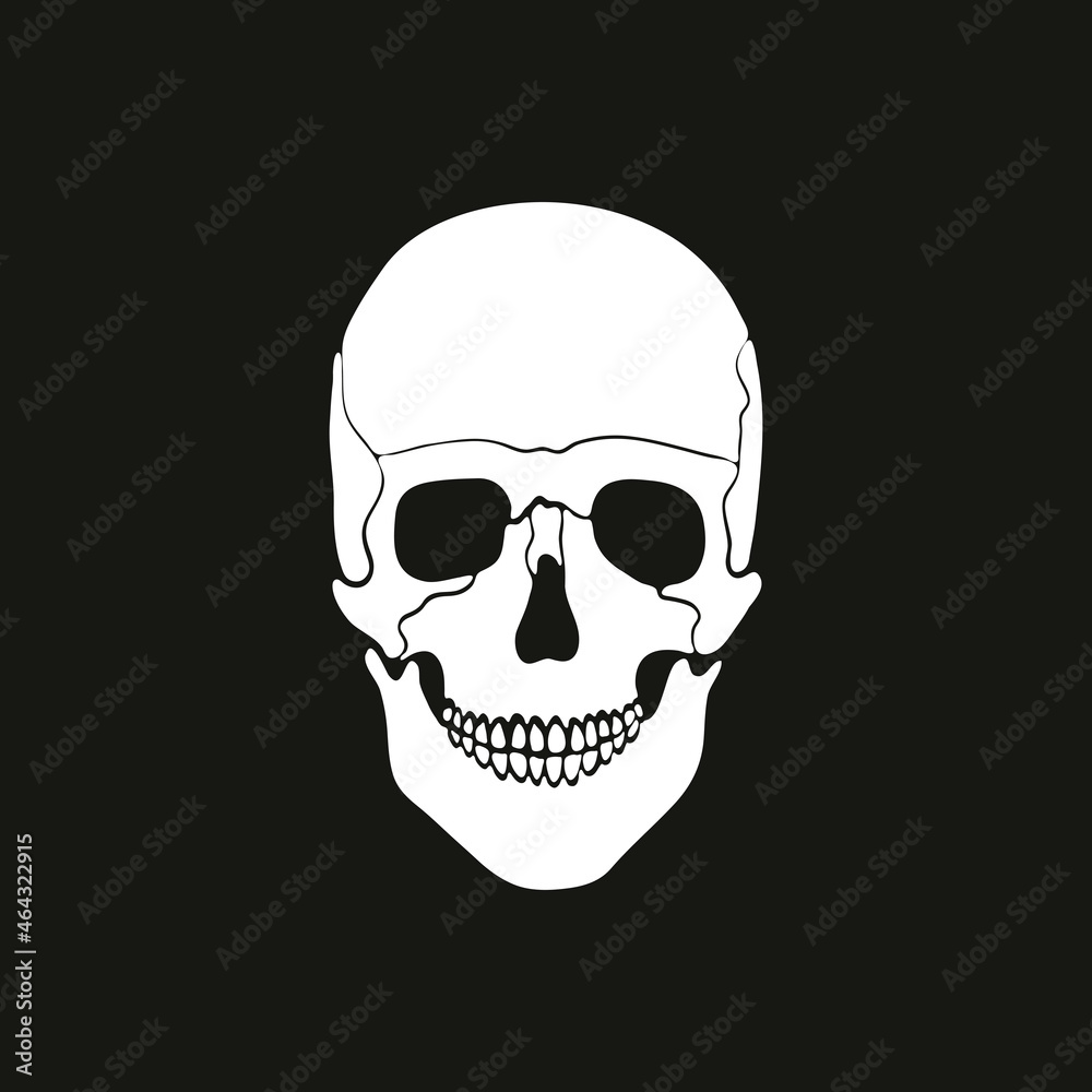 Fototapeta premium Skull hipster style, creative fashion design. Hand drawn vector illustration