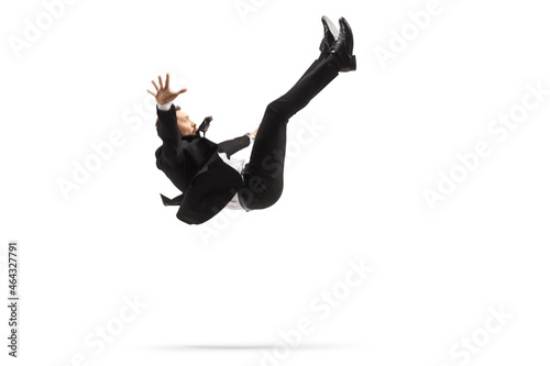 Tableau sur toile Man in a suit falling down