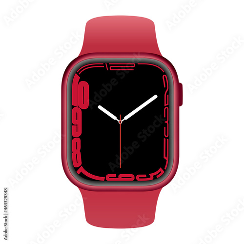 Watch mockup red color realistic design.