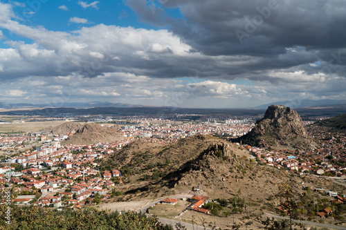 View of Afyon Castle (Kalesi) and Afyon City from the Urban Forest (Kent Ormani) Hill photo