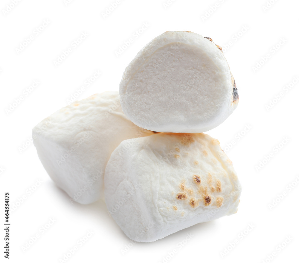 Sweet grilled marshmallow isolated on white background Sweet grilled marshmallow isolated on white background