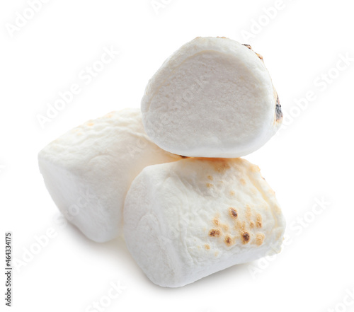 Sweet grilled marshmallow isolated on white background