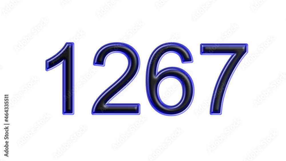 blue 1267 number 3d effect white background