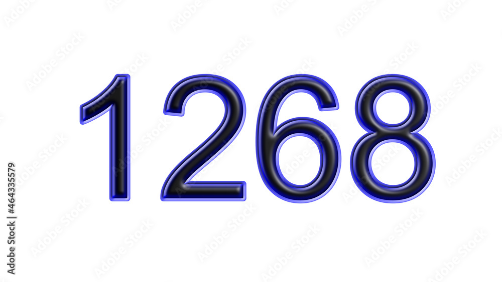 blue 1268 number 3d effect white background blue 1268 number 3d effect white background