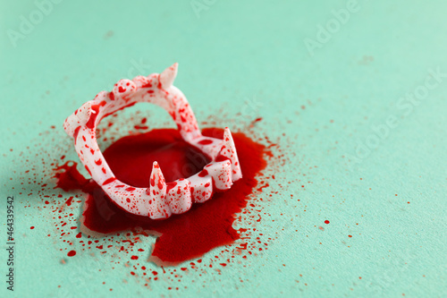 Bloodstained vampire jaw on...