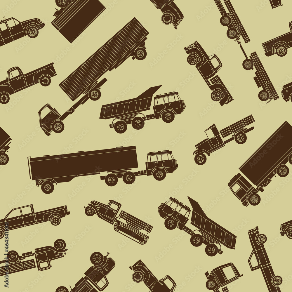 Truck and pickup truck glyph icons pattern. Vector illustration Truck and pickup truck glyph icons pattern. Vector illustration