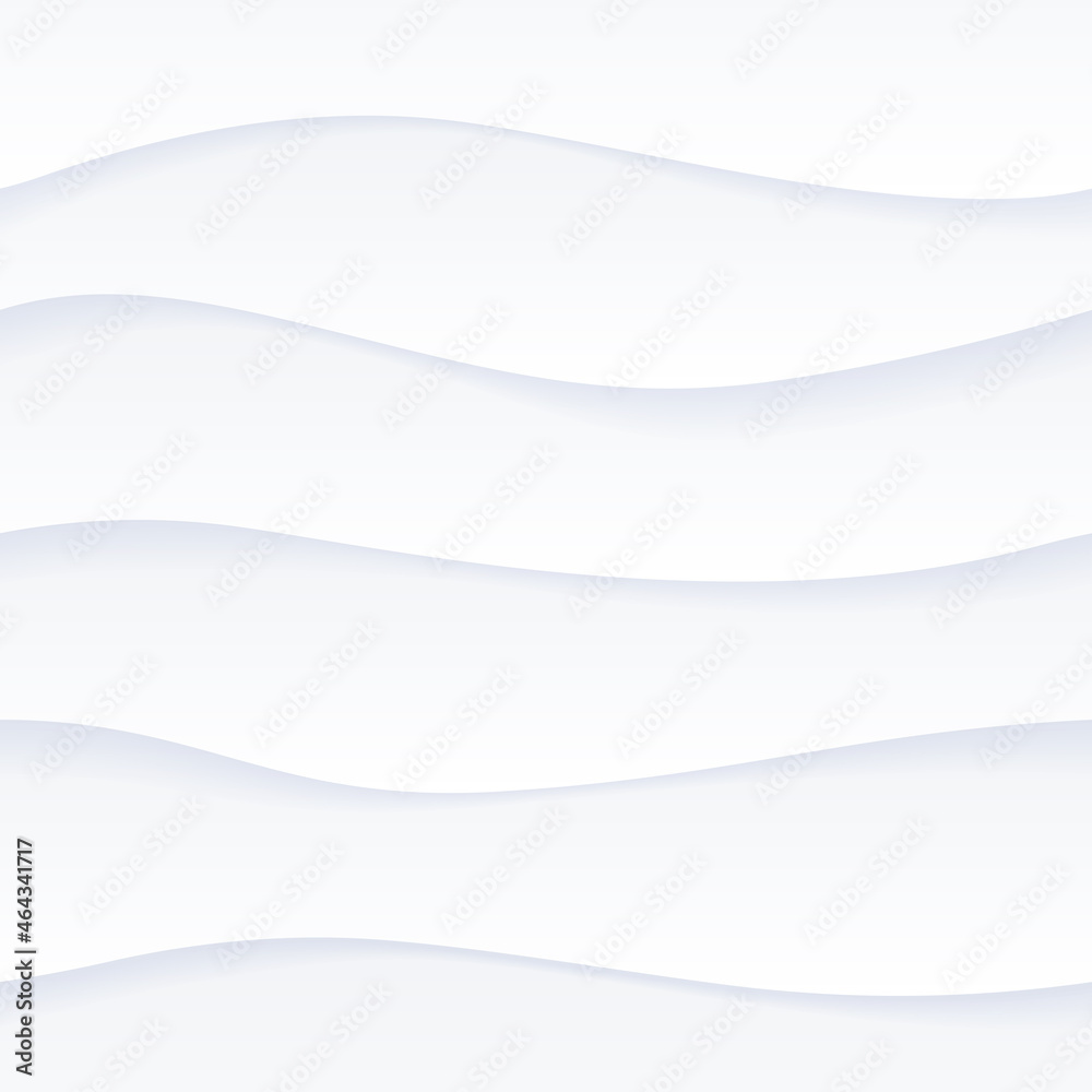 Obraz premium Embossed white wave pattern for website decoration. Vector 3D illustration.