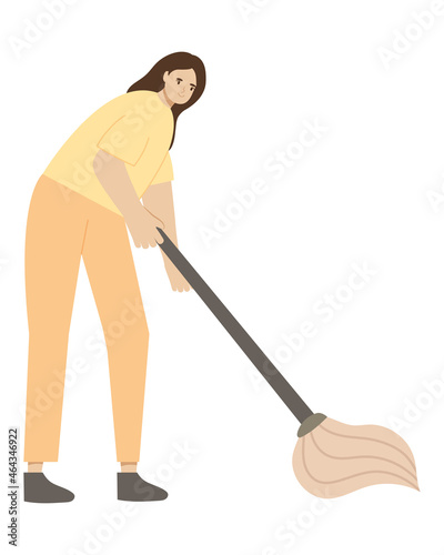 woman with mop