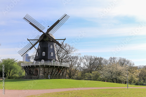 Slottsparken park pond and old medieval mill panorama, Malmo, Sweden photo