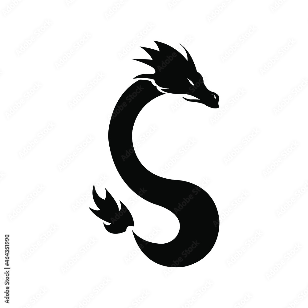 Fototapeta premium black silhouette of a dragon