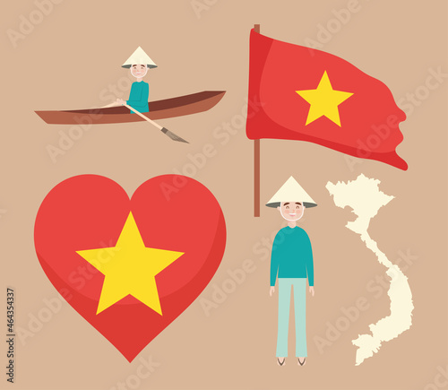 vietnam country icon set