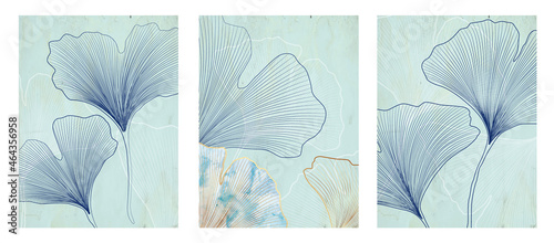 Art background with decorative ginkgo leaves in a bright style for decoration.