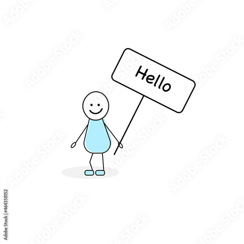 Jolly stickman saying hello
