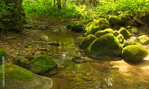 Kalkupe river with stones in Latvia.