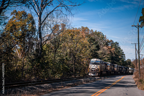 Locomotive along road