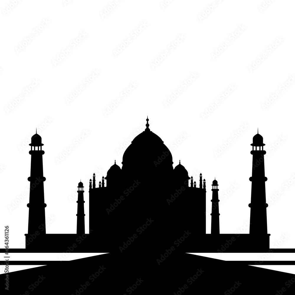 Silhouette Taj Mahal vector illustration in white background