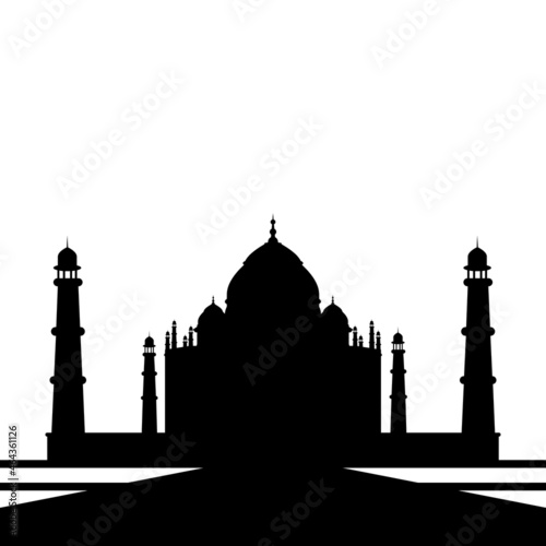 Silhouette Taj Mahal vector illustration in white background