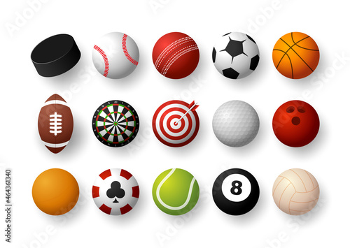 Sports equipment set. Realistic sports balls vector big set isolated on white background
