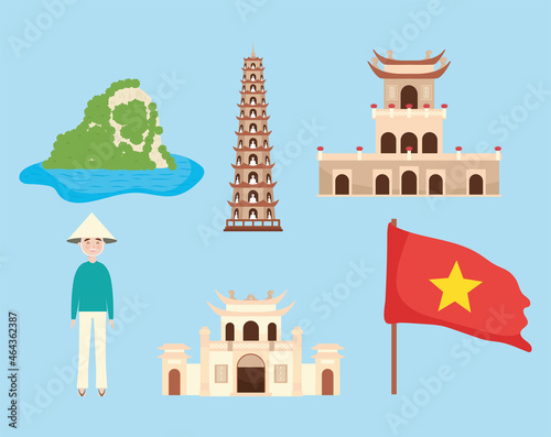 travel vietnam icon set