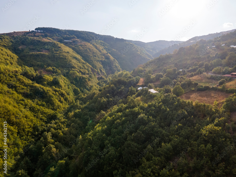 Aerial sunset view of Ograzhden Mountain, Bulgaria Aerial sunset view of Ograzhden Mountain, Bulgaria