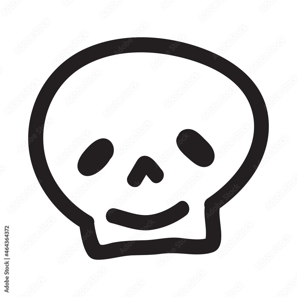 Hand drawn cartoon doodle skull. Funny cartoon skull isolated on white background.