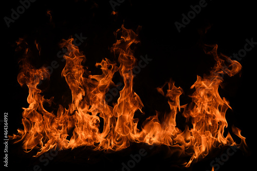 Fire flame isolate on black background. Burn flames, abstract texture. Art design for fire pattern, flame texture. © Volodymyr