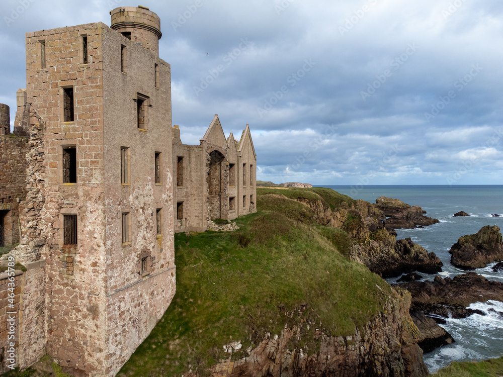 Slains Castle, Scotland is linked with Dracula and with the Bram Stoker, who was to Cruden Bay and his novels,The Watter's Mou' and The Mystery of the Sea, Kyllion Castle in The Jewel of Seven Stars