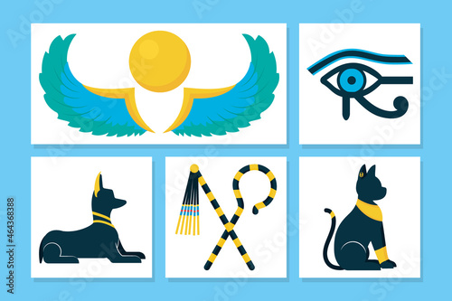 egyptian symbols icon set