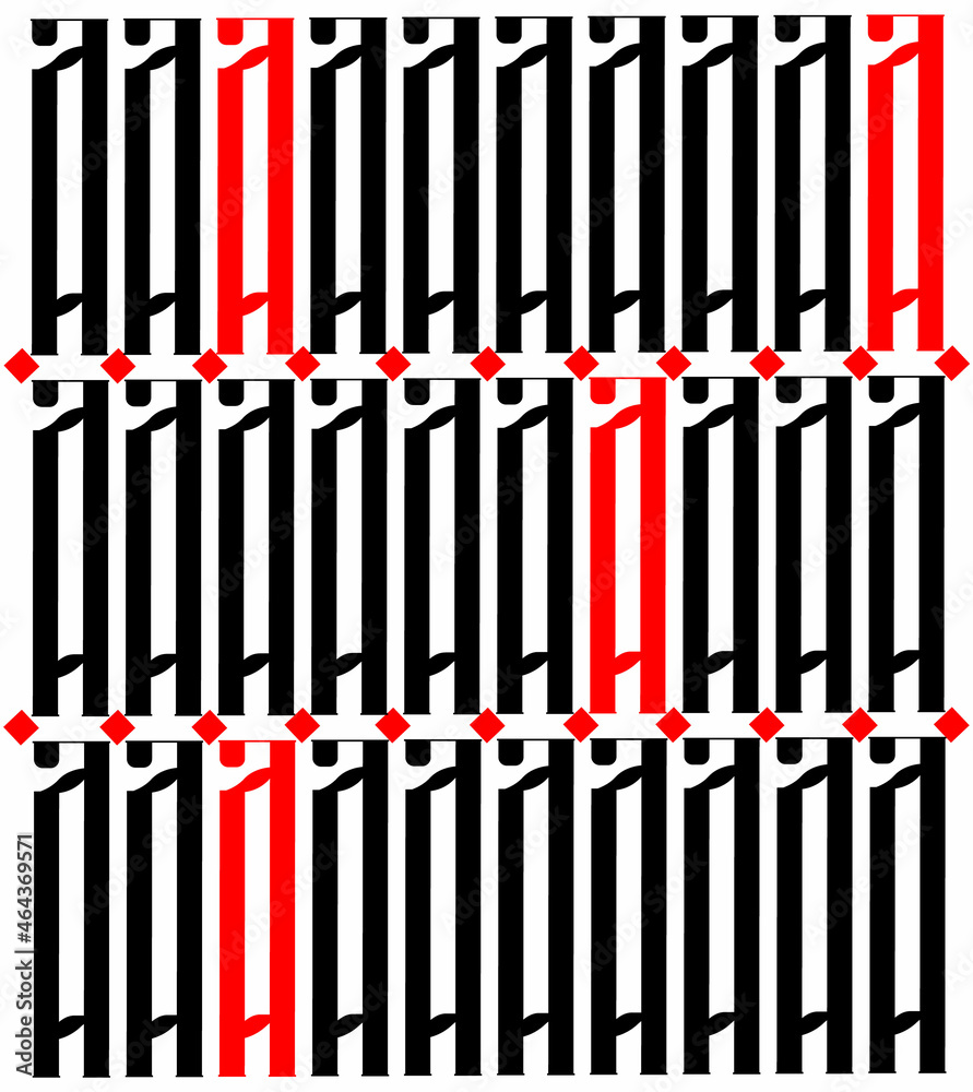 Vector illustration with classic, historical slavic letters in the style of vyaz. Pattern of repeat one Russian letter with decorative elements is depicted. It can be used for the websites, in design.