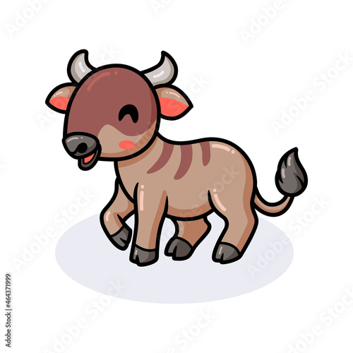 Cute little wildebeest cartoon posing