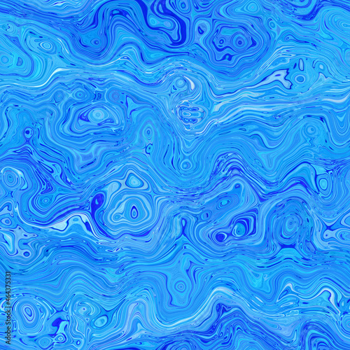 Aegean teal mottled swirl marble nautical texture background. Summer coastal living style home decor. Liquid fluid blue water flow effect dyed textile seamless pattern. © Nautical