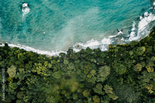 Top view shot of a beautiful island in Costa Rica, USA photo