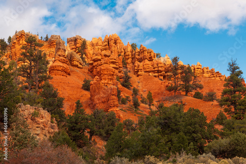 The emerging sunlight on red canyon 