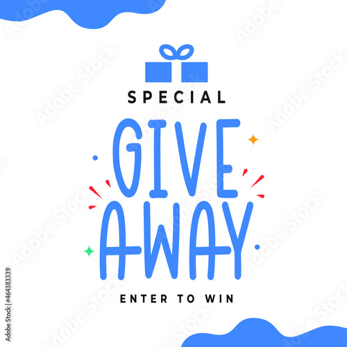 Giveaway banner template. Gift social media. follow like share.