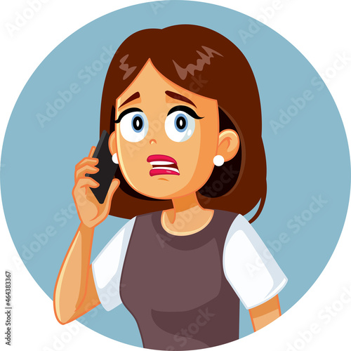 Exasperated Woman Talking on the Phone Vector Cartoon