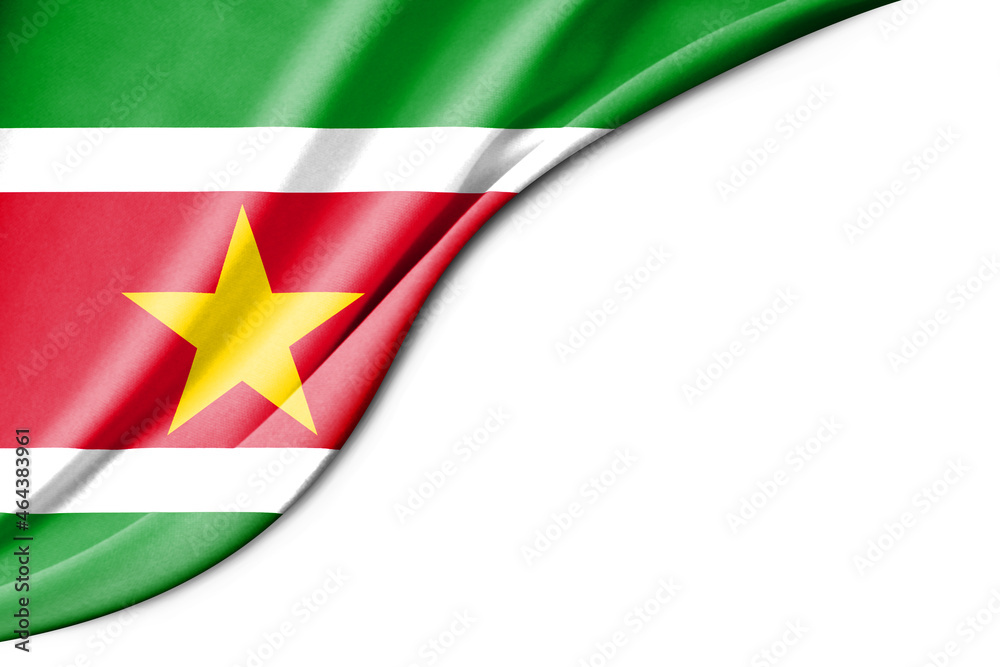 Obraz premium Suriname flag. 3d illustration. with white background space for text.