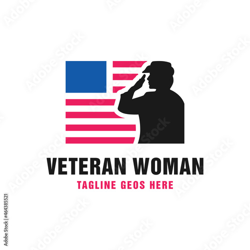 female veteran vector illustration logo design