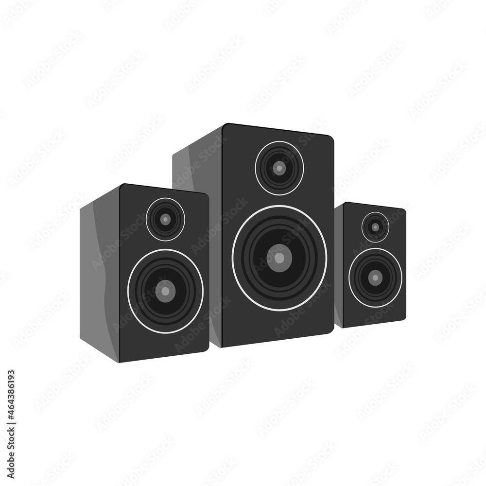 Audio speaker icons. Musical, center, single icon in cartoon style.Musical, center, bitmap symbol stock illustration web. Audio speaker icons. Musical, center, single icon in cartoon style.Musical, center, bitmap symbol stock illustration web.