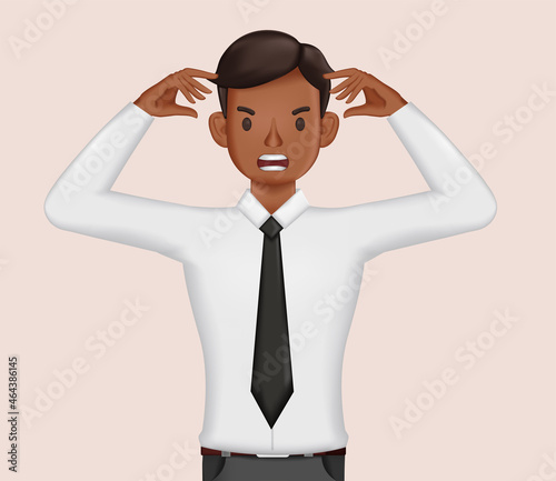Angry businessman character design. 3d vector illustration.