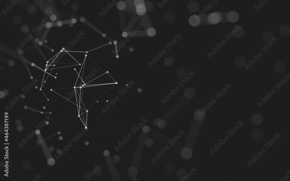 Obraz premium Abstract background. Molecules technology with polygonal shapes, connecting dots and lines. Connection structure. Big data visualization.