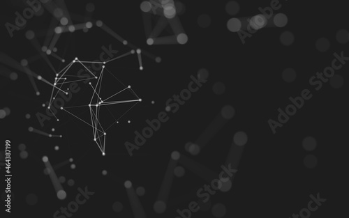 Abstract background. Molecules technology with polygonal shapes, connecting dots and lines. Connection structure. Big data visualization.