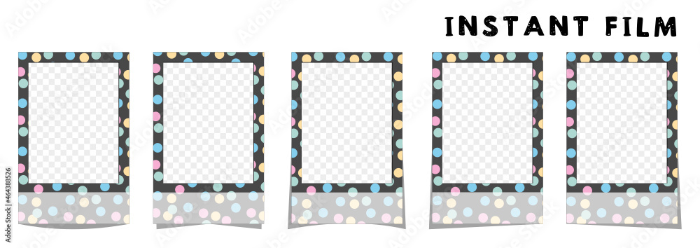 Instant film style frame, black,dot,インスタントフィルム風フレーム,黒,水玉.,SVG