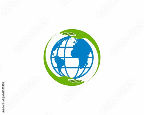 Circular hands with globe in the middle