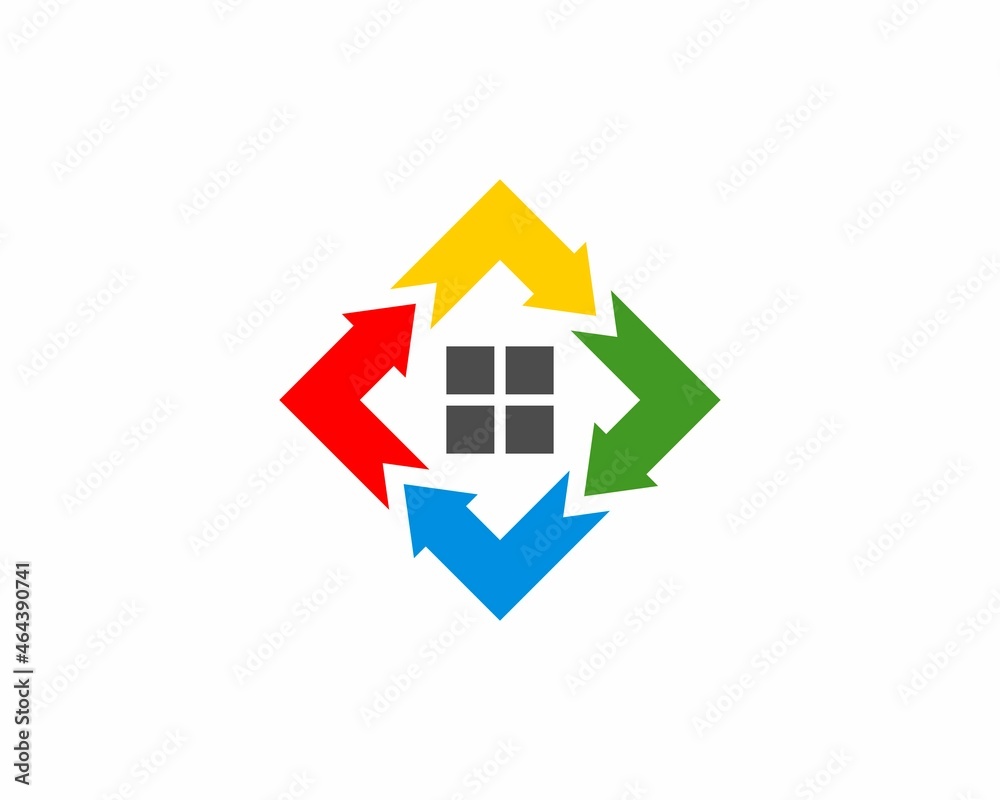 Arrow rotation with house window inside Arrow rotation with house window inside