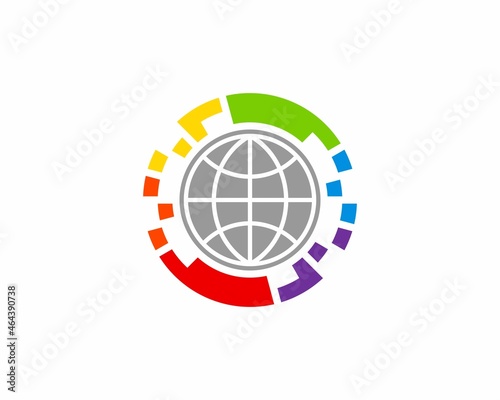 Globe in the spectrum pixel logo