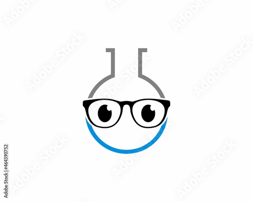 Laboratory test tube using eyeglasses illustration